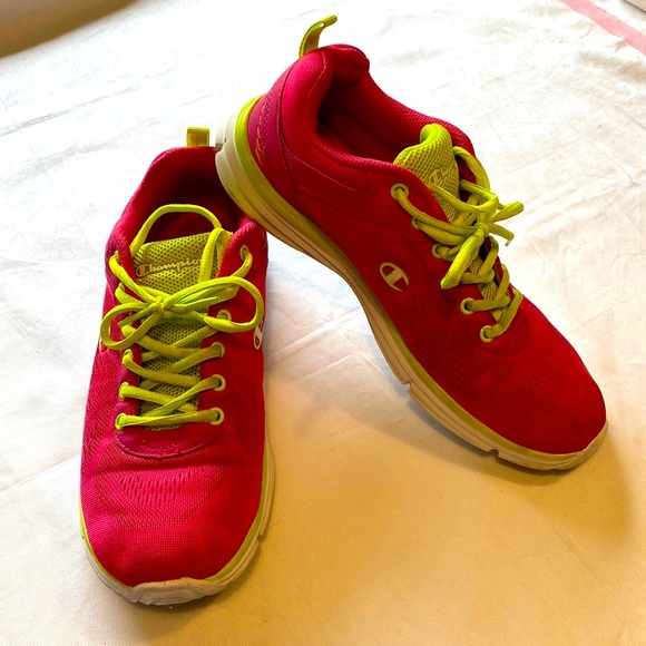 Champion Women's Pink Yellow Neon Lace Up Sneakers 8.5 - Picture 2 of 8